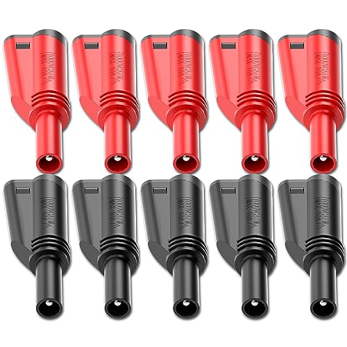 Goupchn 4mm Stackable Shrouded Banana Plugs, Red Black 10PCS 10pcs Red + Black