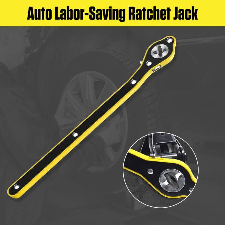 Auto Labor-Saving Jack Ratchet Wrench with Long Handle for Scissor Jack, Lug Wrench for Tire Jack, Car Jack Wrench Positive and Reversal Knob Design For Travel/Truck/SUV/Vans