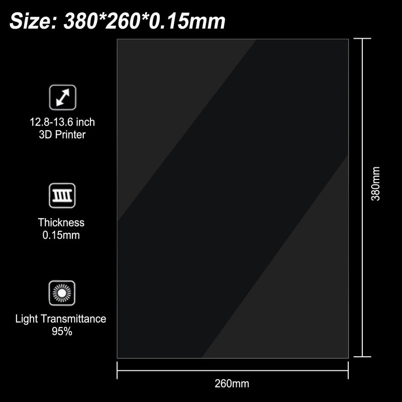 6PCS FEP Film Release Films for Anycubic Photon Mono M7 Max/M3 Max/M3 Premium/ELEGOO Juipter 6K/Juipter SE/Phrozen Sonic Mighty 8K/Peopoly Phenom/Flashforge Foto 12.8″-13.6″ Resin 3D Printers 380x260mm