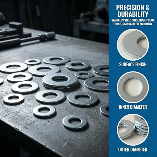 580Pcs 304 Stainless Steel Flat Washers Assortment Kit 7 Sizes