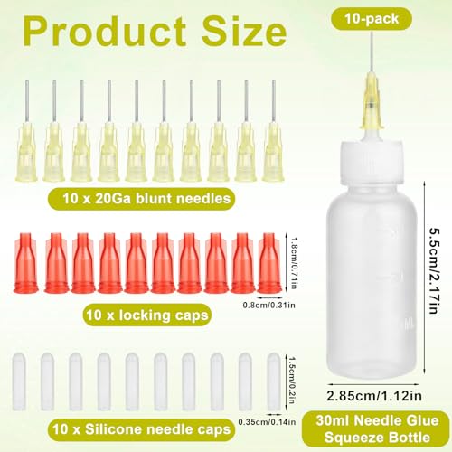 Penitue 10pcs Needle Tip Glue Squeeze Bottle Set