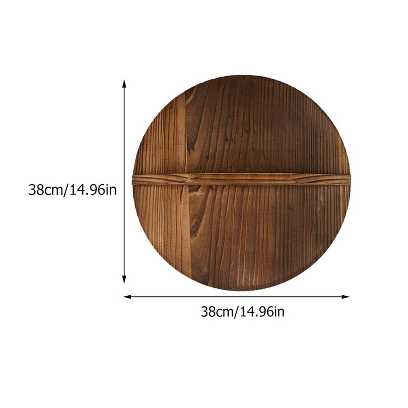 Cabilock Wooden Wok Lid 15 Inch Cast Iron Pan Cover with Handle Anti-Overflow Pot Protector for Stove Top Cooking Lightweight Kitchen Lid for Wok Pot and Pan 38X38CM Random Color