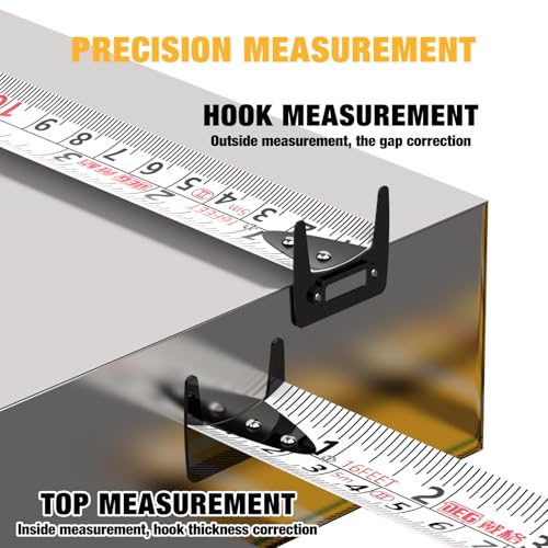 Magnetic Tape Measure 16FT, Retractable Measuring Tape, Easy to Read Double Sided Measuring Tape, Magnetic Hook and Shock Absorbing Carrying Case for Construction, Carpenter