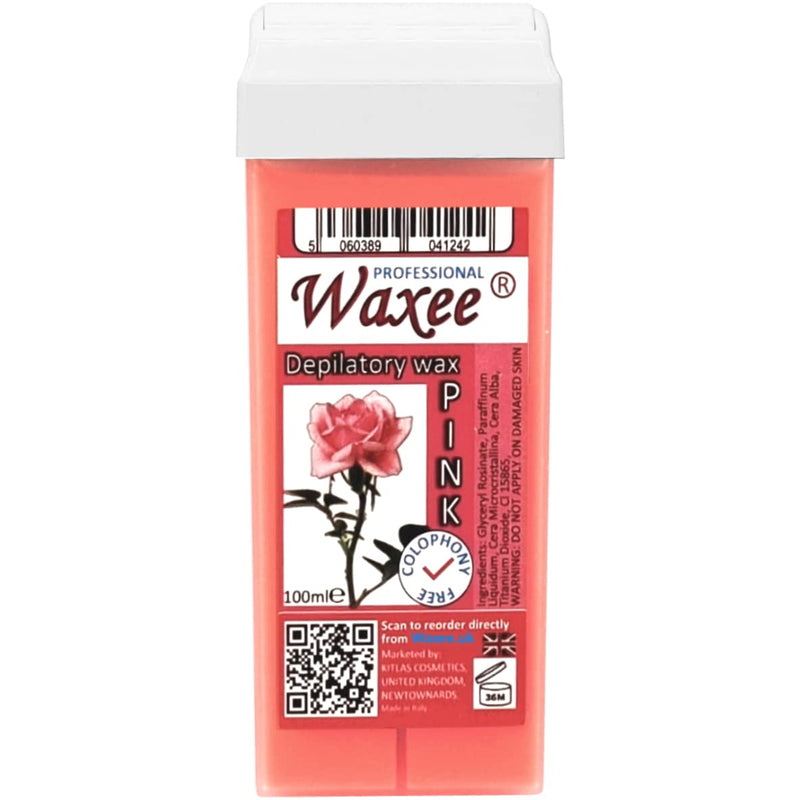 Roll on wax cartridge roller wax refill 100ml hair removal, waxing, Herbal line from UK brand - Waxee. (Pink/Rose) Pink/Rose