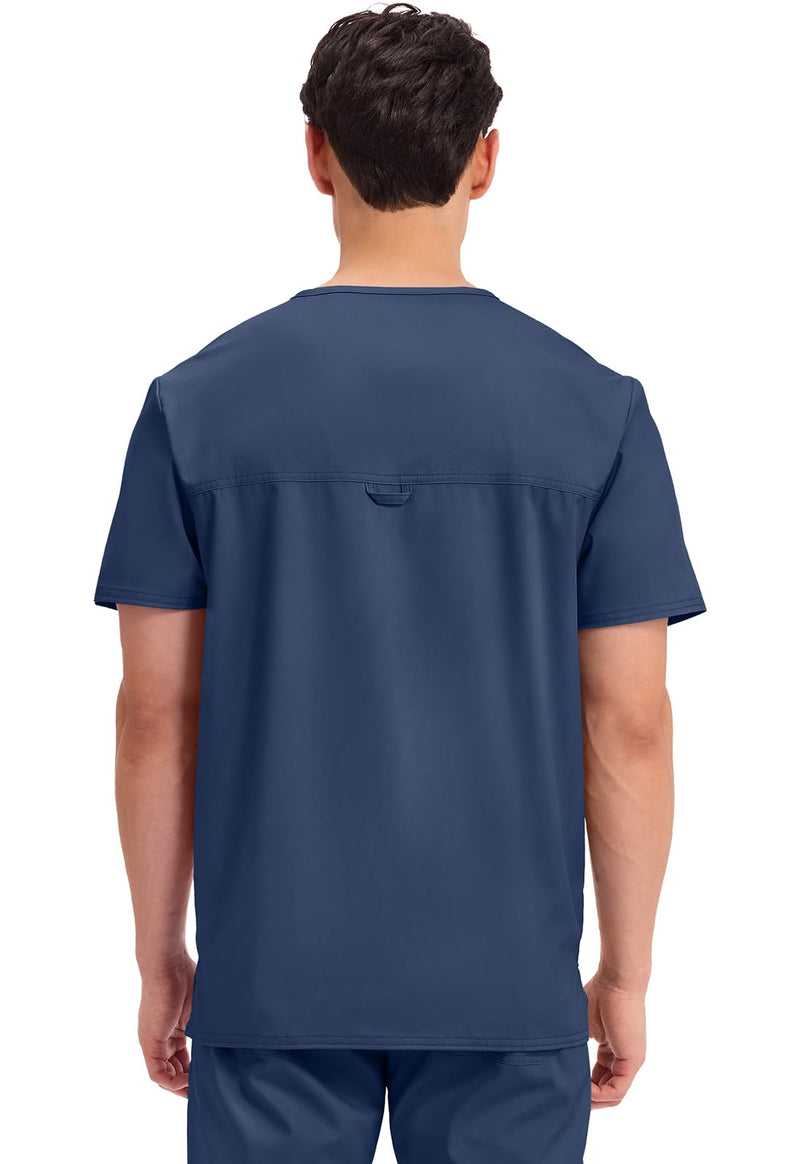 Cherokee Scrub for Men's Tuckable V-Neck Top with 1 Chest Pocket, Pen Slot, Ultra Soft, Durable, 2-Way Stretch Fabric- WW690 Large Navy