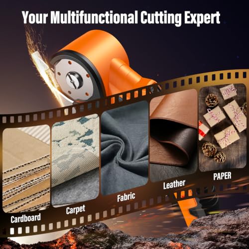 Cordless Electric Scissors with 3 Tungsten Steel Blades, 2500mAh Battery, LED Light, High-Torque Motor, Cardboard Cutter for Fabric, Cardboard, Leather, Carpet, Wire Rope Cutters Gold Orange