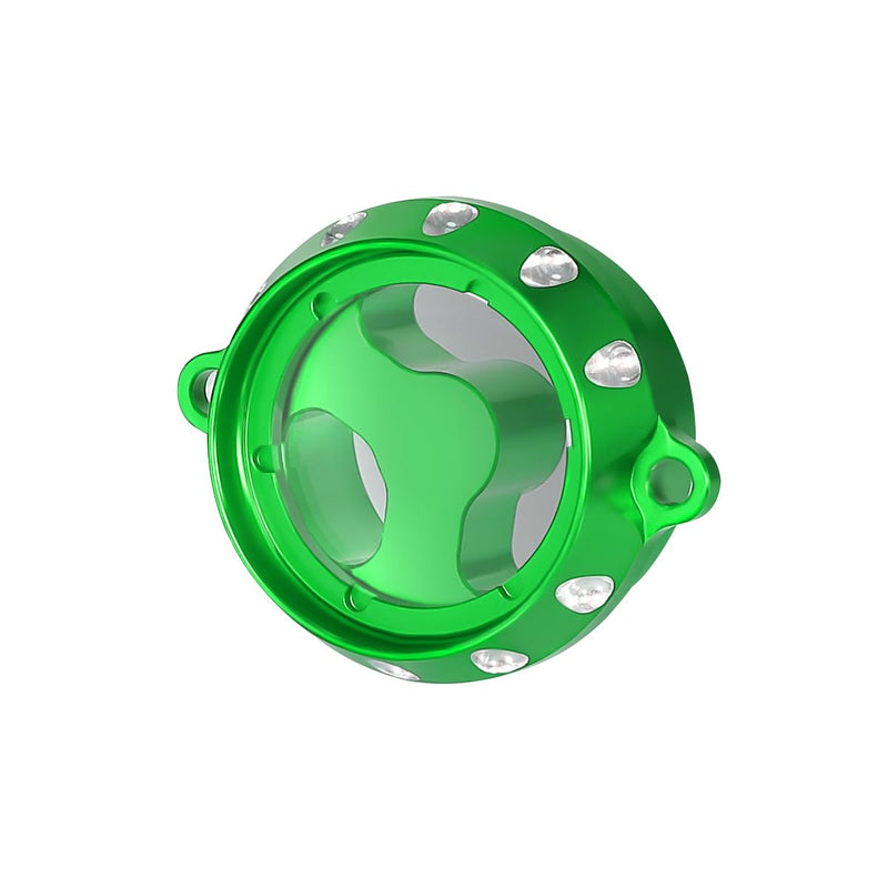 KLR 650 Motorcycle Perspective Oil Filter Cover Cap CNC Aluminum Compatible With KLR650 1987-2025 Green 3D Carving 131 green