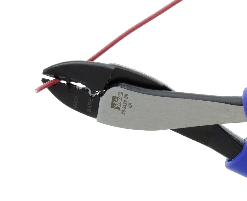 IDEAL Electrical 30-3429 Multi-Crimp Tool - 9.75 in., High Leverage Pivot Wire Crimper with Knife-To-Anvil Blades, Dual Durometer Molded Grips Smart Grip