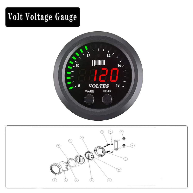 Universal Volt Gauge Voltage Meter Kit Car DC 12V Voltmeter Red Digital LED 2inches 52mm Digital Volt Voltage Gauge Compatible with Car Truck Vehicle Automotive