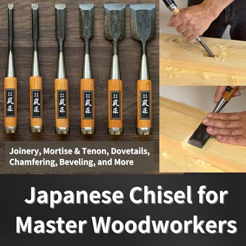 Japanese Chisel 12mm 1/2" Mortise Chisel Oire Nomi, Professional Wood Chisel for Woodworking, Japanese Red Oak Handle, Made in JAPAN