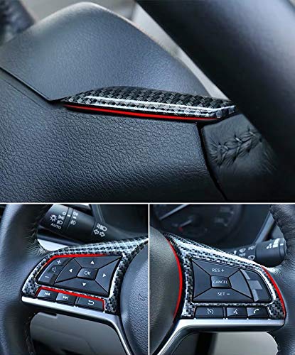  [AUSTRALIA] - MAXDOOL Carbon Fiber Steering Wheel Cover Sequins Frame Trim for Nissan Rogue Altima Sentra Kicks LEAF Versa Interior Accessories(Carbon Fiber)