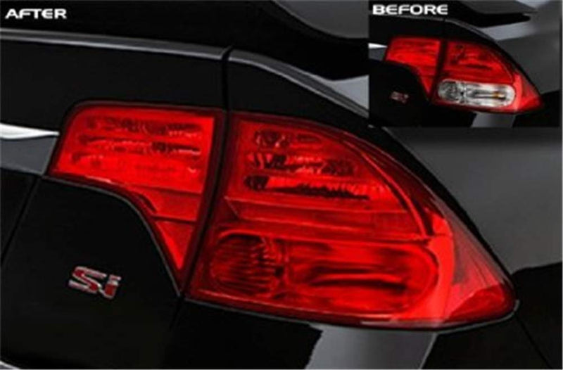 12 by 48 Inches Self Adhesive Headlight, Tail Lights, Fog Lights Tint Vinyl Film with Knife and Hand Tool (Red) Red