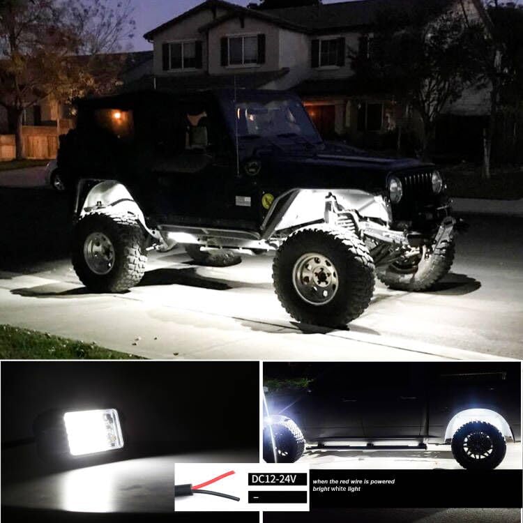 Nicoko 4Pods Pure White 72 Leds SMD Chips 72w High Power Rock Lights Super Bright White Offroad Car Boat Underglow Lights IP68 Waterproof for Truck SUV UTV ATV RZR Pure white rock lights