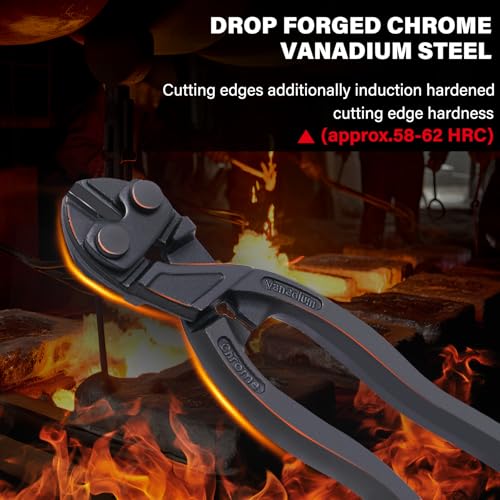 HAUTMEC Mini Bolt Cutters Plier Set, 8" High Leverage Compact Bolt Cutter and Diagonal Cutting Pliers, Anti-Slip Grip, CRV Blade, Flush Cutter for Locks, Bolts,Wires, Cables, Rivets, and Chains Bolt Cutter & 20° Angle Cutter