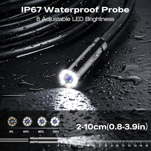 Endoscope Camera with Light, 1920P HD Borescope, 4.3" IPS Inspection Camera