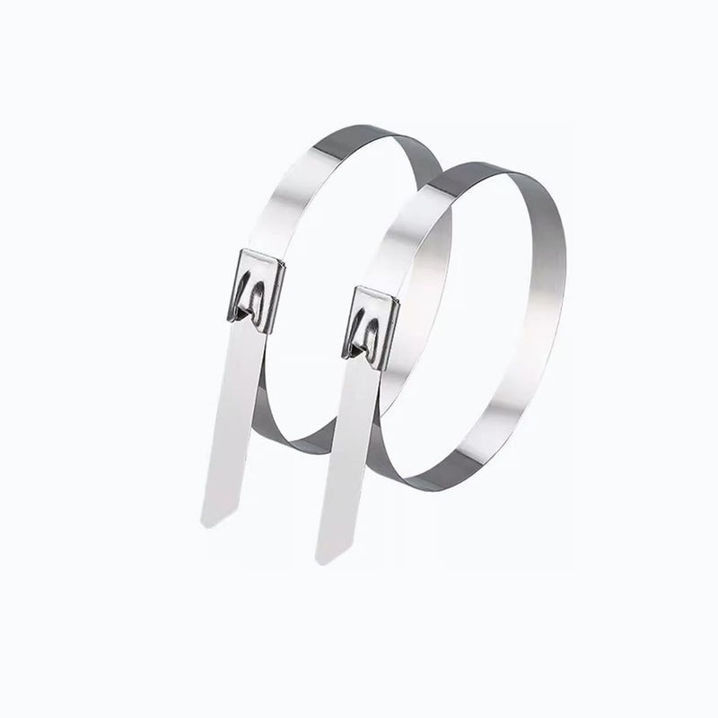 30Pcs Stainless Steel Zip Ties – 200mm Metal Cable Straps, Heavy Duty Self-Locking Fastening Rings for Automotive, Home & Industrial Use, Silver