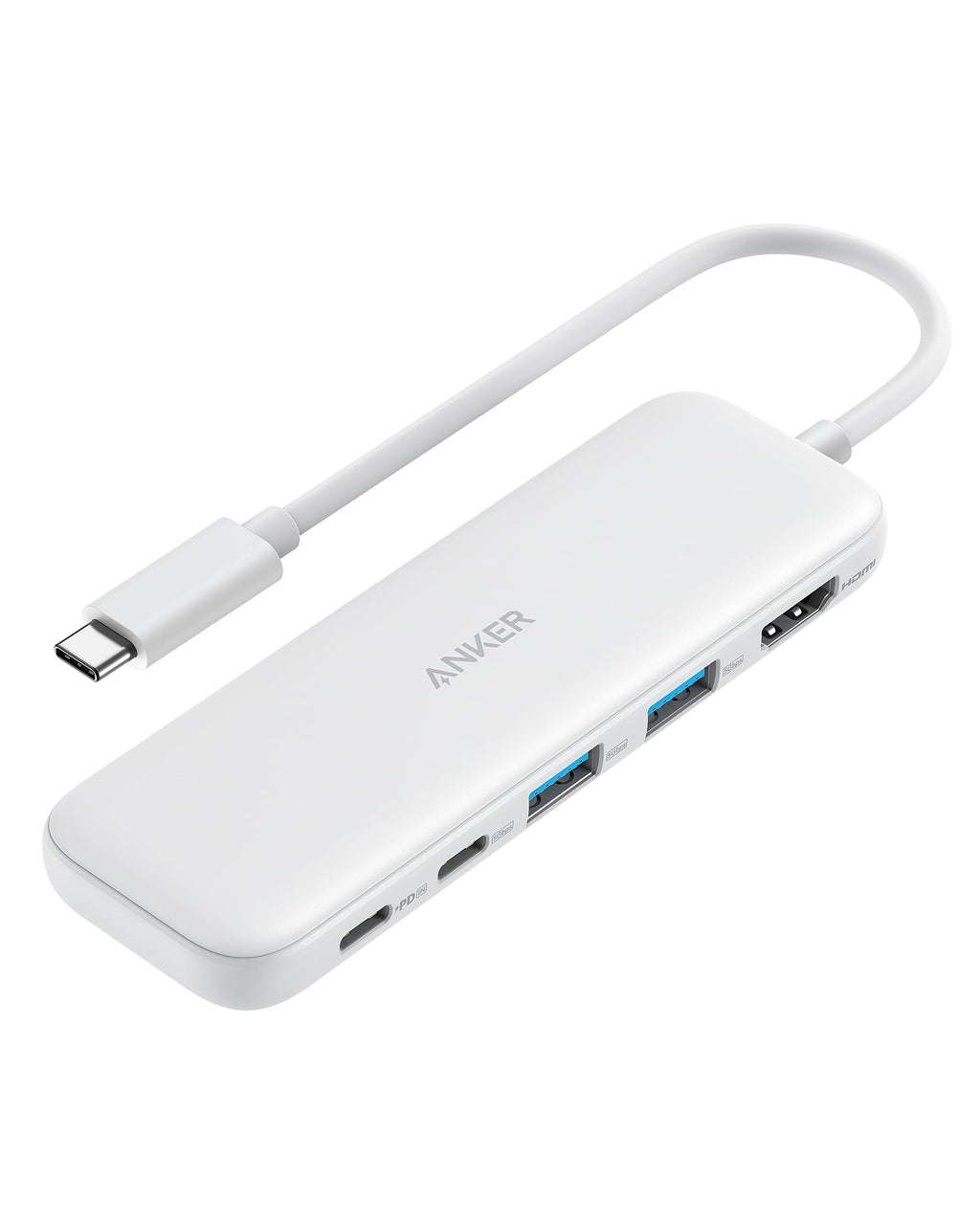 Anker 332 USB-C Hub (5-in-1) with 4K HDMI Display, 5Gbps USB-C Data Port and 2 5Gbps USB-A Data Ports and for MacBook Pro, MacBook Air, Dell XPS, Lenovo Thinkpad, HP Laptops and More(White) White