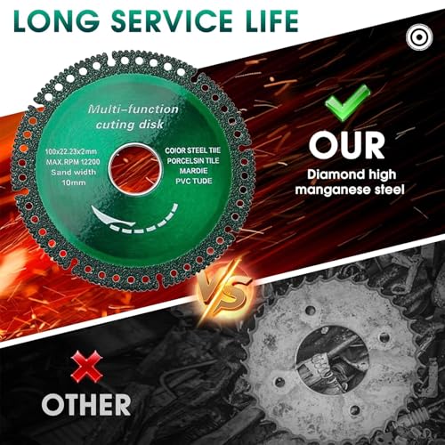 Indestructible Disc 2.0, 6 Packs 4 in Indestructible disc for Grinder, Indestructible Grinder Disc for Angle Grinder 7/8", Cutting Discs for Smooth Cutting, Chamfering, Grinding of Materials (6 Pack) 6 Pack