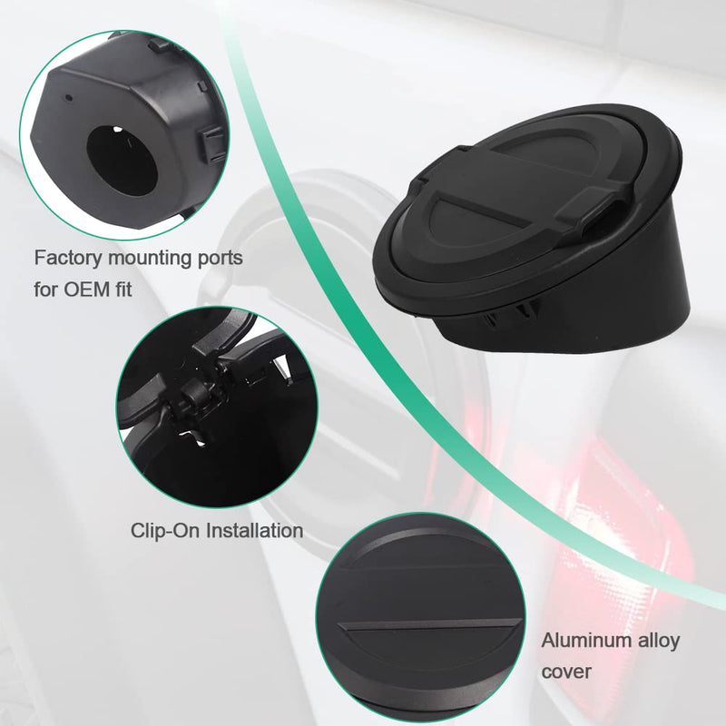 Fuel Filler Door Locking Gas Tank Cap Cover Compatible with Jeep Wrangler 2018-2023 JL & Unlimited Gas Tank Cap Aluminum Fuel Filler Door Cover