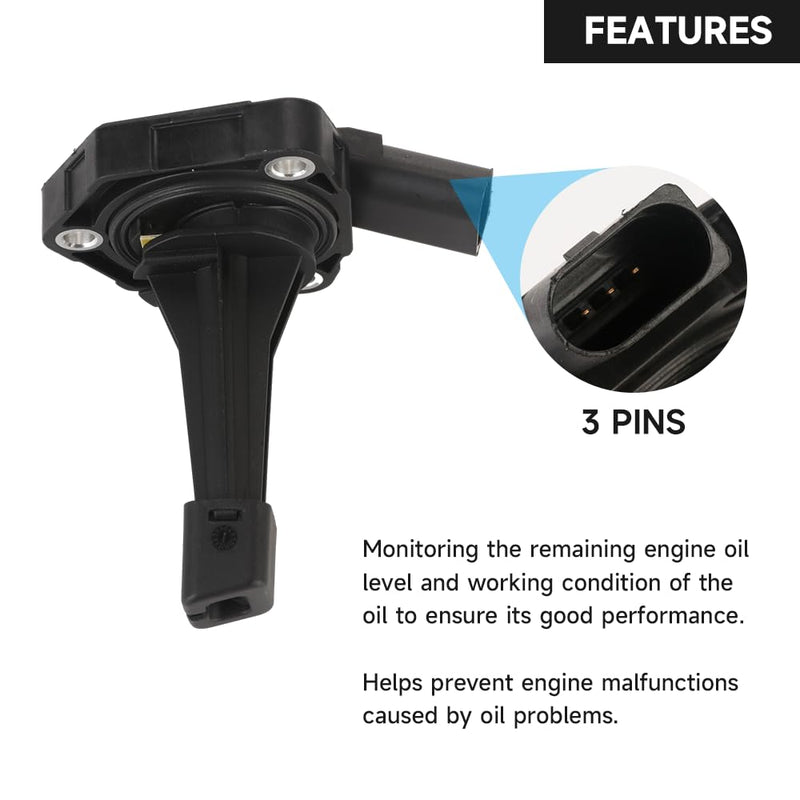 Engine Oil Level Sensor Oil Level Sending Unit - Compatible for Audi A4 2.0L A/T Quattro Avant Wagon 2009-2012 - Replace Part 03C907660H 03C907660D