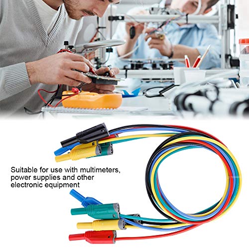 Oumefar Banana Plug Silicone Test s Kit 5pcs 4mm Banana Plug Safety Stackable Wire Stack Test Flexible Wire s for Multimeter 1M