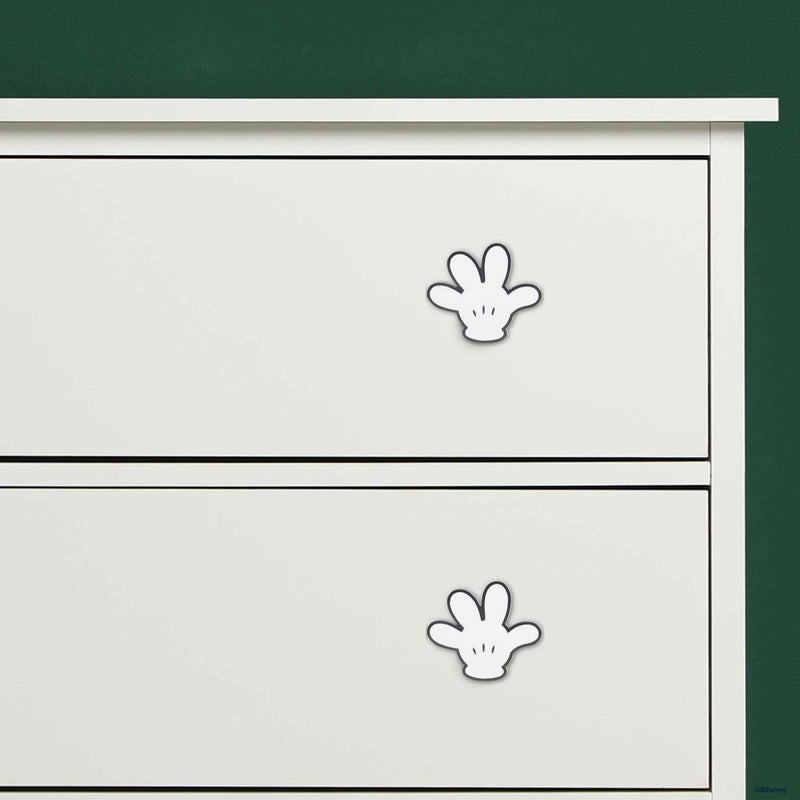 Open Road Brands Disney Mickey Mouse Hands Metal Knobs - Fun Mickey Mouse Knobs for Dresser or Cabinet - Pack of 2 White