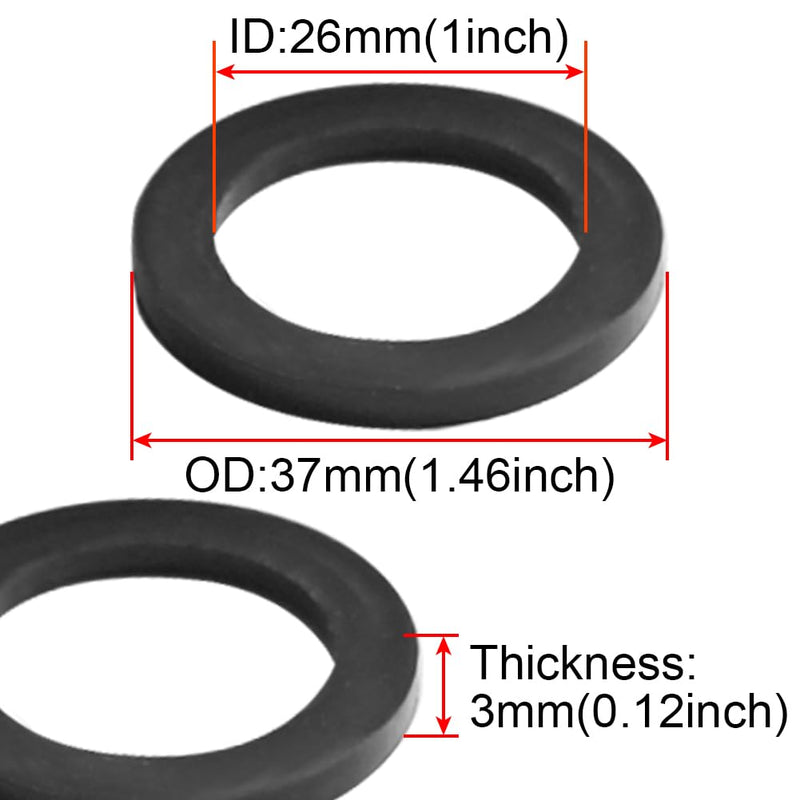 Joywayus 10PCS 1" ID Rubber Gaskets Fit for 3/4” Male Water Tank Connector Bulkhead Fitting