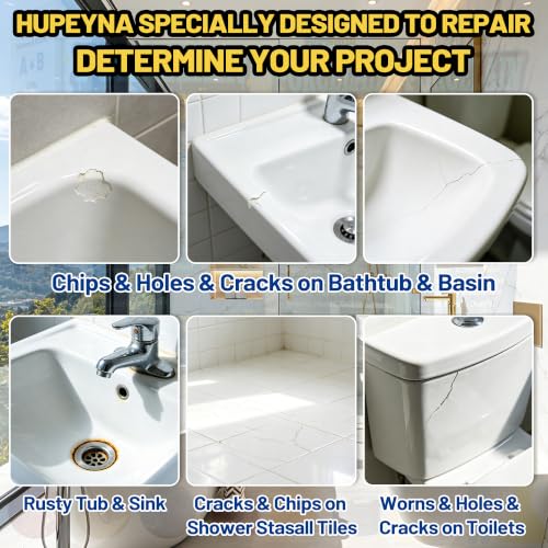 Tub Repair Kit White, Waterproof Porcelain & Tile Repair Paste, Color Match