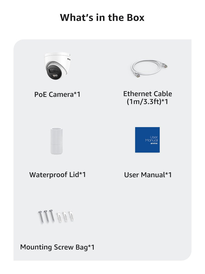 ANNKE C800 4K PoE Security Camera with AI Human/Vehicle Detection, IP Cam with Audio,Wide Angle, Remote Access, Spotlight Night Vision, IP67 Waterproof, H.265+, Support up to 512GB TF Card C800 1 Pcs