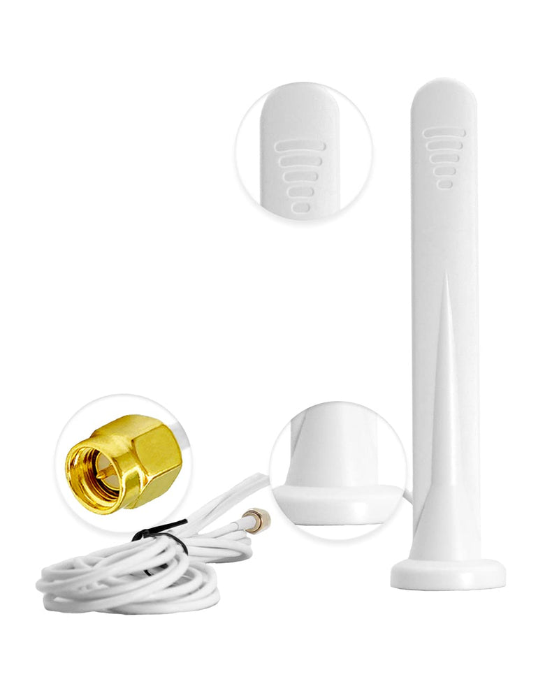 4G LTE Antenna SMA Male Connector 15DBi GSM/3G/4G/5G Omni-directional Waterproof Suction Cup Antenna with Magnetic Base 3M RG174 Cable (White) White