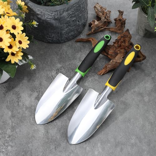 PercyEffie10 Pcs Garden Trowel Bulk, Heavy Duty Shovels Garden Tool, Small Shovel for Digging Metal Hand Trowel Spade with Soft TPR Handle for Flower Soil Planting Digging Transplanting