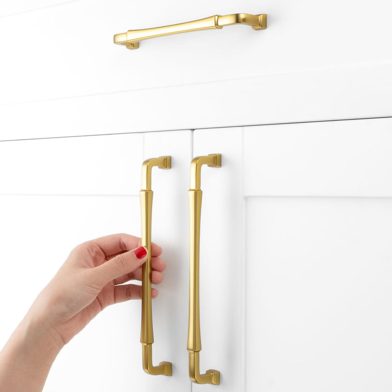 5 Pack 7-1/2 Inch Brushed Gold Cabinet Pulls Gold Cabinet Handles Gold Drawer Pulls 3175 Cabinet Hardware for Kitchen Cabinets Drawers Bedroom Dresser Bathroom Vanity 7-1/2 In Hole Distance 5