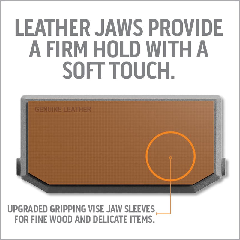 Leather Vise Jaws - Reversible Jaws for Fine Wood and Delicate Items - Feature Genuine Leather Side and Multi-Grooved Nylon Side for Secure Vice Grip
