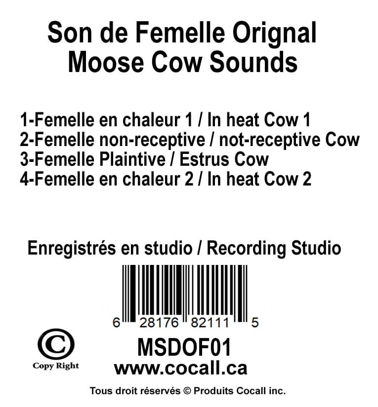 Moose Sound Card for Hunting (Includes 4 Different Moose Cow Sounds) - Micro SD Card for Cocall 2X - Replicates Real Female Moose Sounds MSDOF01