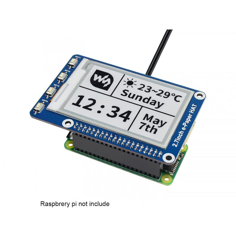 2.7inch E-Ink Display HAT Epaper Display 264x176 Black White Color E-Paper Screen for Raspberry Pi 4B+ 4B 3B+ 3B 2B+ Zero Jetson Nano Ardui