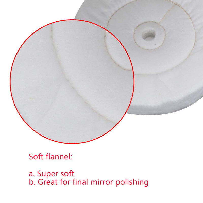 Buffing Polishing Wheel 3-Step Fine Cotton (60 Ply) / Soft Flannel (40 Ply) / High-Grade Cloth (90 Ply) 3/4" Arbor Hole for Wood Lathe Buffing System– 3Pack