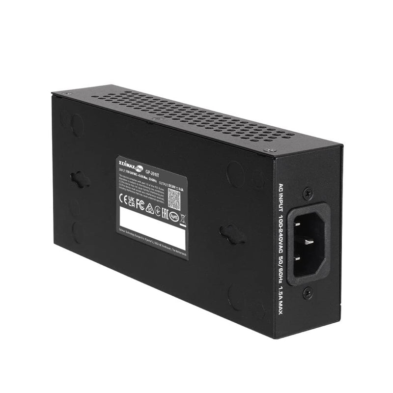 Edimax Pro Gigabit PoE+ 30W Injector Adapter, 2.5 Gbps, Adds Power to PoE Powered Device (PD) for up to 100 Meters (328ft), Powers IP Cameras, IP Phones, Digital Signage and More, GP-201IT