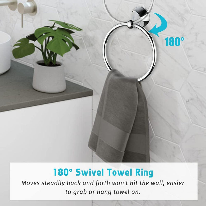 4 Piece Bathroom Accessory Set(Adjustable Towel Bar, Towel Ring, Toilet Paper Holder,Towel Hook), Wall Mounted Bathroom Hardware Accessories Set,Chrome Chrome 4 pieces