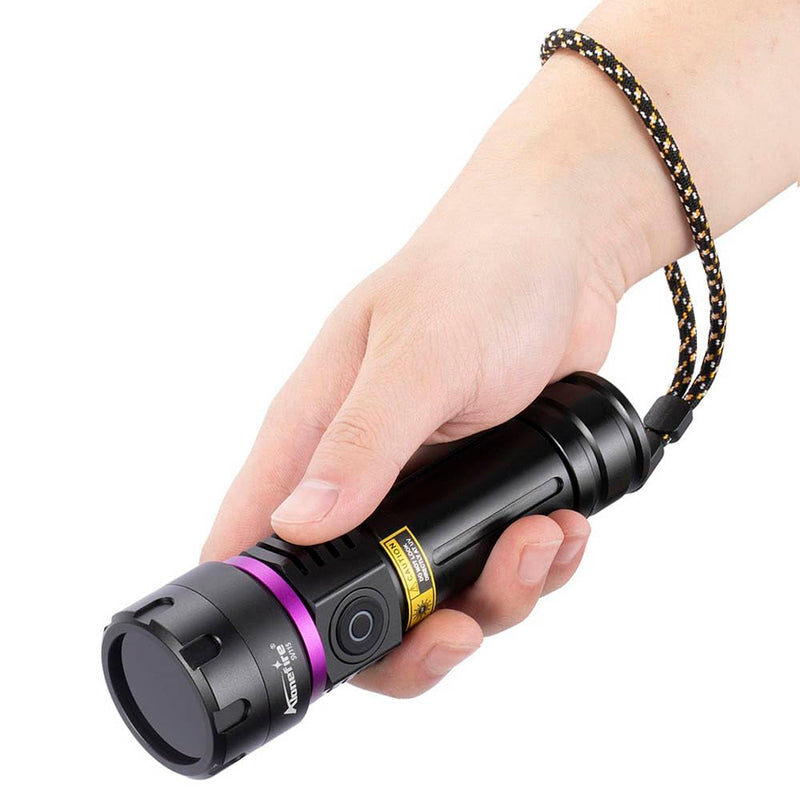 ALONEFIRE SV115 365nm UV Flashlight 30W Powerful Blacklight USB C Rechargeable Black Light for Pet Urine Detector, Scorpion, Resin, Bed Bug, Fishing with UV Protective Glasses, Rechargeable Battery