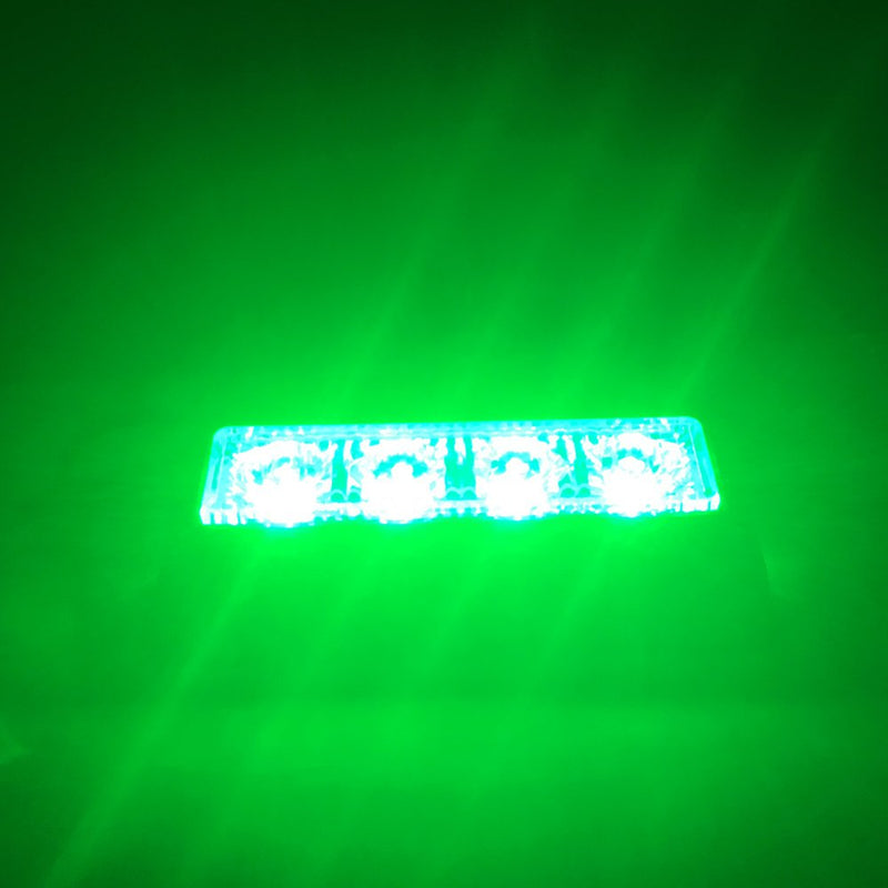 2 PCS 4-LED Emergency Strobe Lights for Trucks 12-24V Warning Flashing Light Surface Mount Hazard Light Bar for SUV Car ATV Vehicles Green