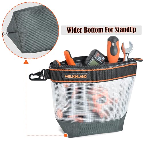 WELKINLAND 10-Inch Clear Tool Pouch Organizer, 4-Pack Zippered Tool Pouch