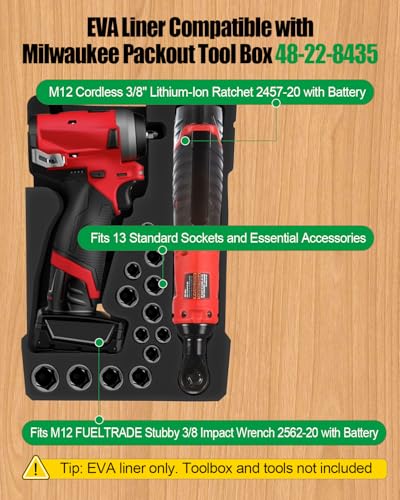 EVA Liner Fit for Milwaukee Packout Tool Box 48-22-8435 Insert