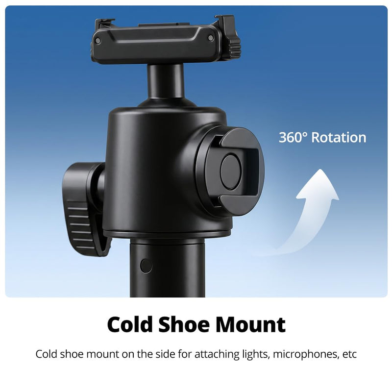Ambitful Bluetooth Tripod Selfie Stick, Magnetic Mount for DJI Osmo（DT07B | 13.3-55.1inch in Extendable,2-in-1 Tripod and selfie stick For DJI Osmo Action Cameras,360 ball head, 1.5kg load DT07 DT07B Extended