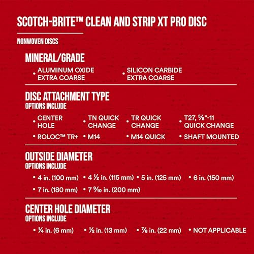 3M Scotch-Brite Clean and Strip XT Pro Disc, XO-DC, SiC Extra Coarse, T27, 4-1/2 in x 5/8"-11, Silicon Carbide Cuts Aggressively and Leaves a Fine Finish, Resists Loading, Purple