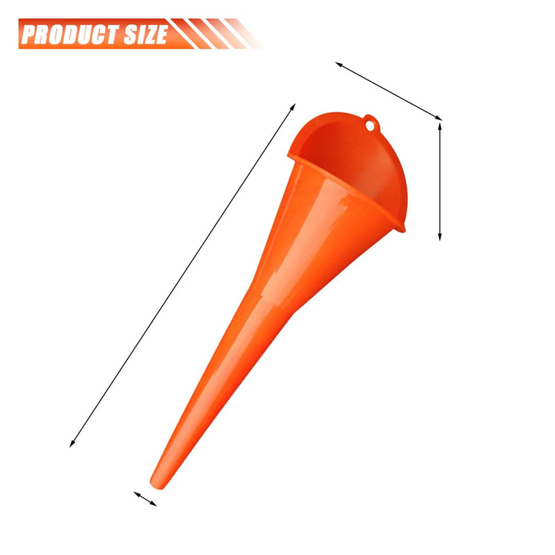 2PCS Long Neck Oil Funnels, Multi-Purpose Spill Saver Funnel, Plastic Funnel for Filling Automotive Oils Lubricants Engine Oils Water Diesel Fuel Kerosene and Other Liquids (2 Orange) 2 Orange