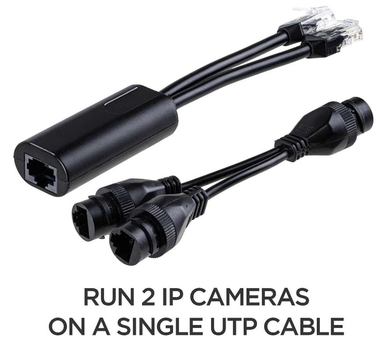 IP Network CCTV Cameras and POE Devices, POE Splitter, PoE Combiner Splitter Adapter, Runs 2 IP Cameras on a Single UTP Cable, Compatible with PoE Switches, NVRs, 1 Pair