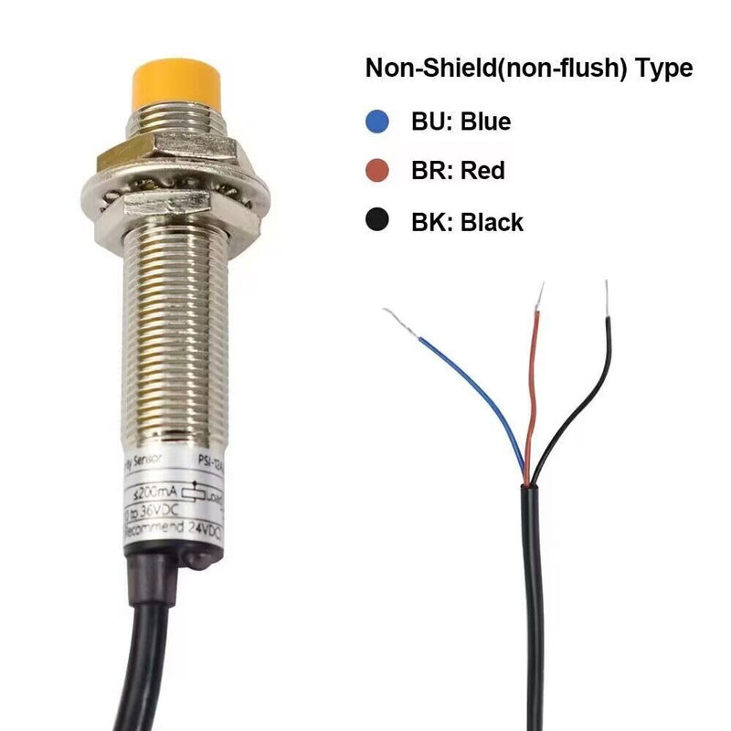 M12 Inductive Proximity Sensors NPN NO M12 Thread, 4mm Detection Distance, Metal Detection, Anti-Interference, Unshielded (4) 4