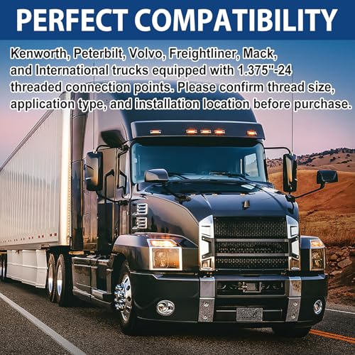 1.375''X24 Cone Shaped Parts - Stainless Steel Aluminium Replacement Sealed End - Compatible with Volvo, Kenworth, Peterbilt, Freightliner, Mack International Trucks (Black)