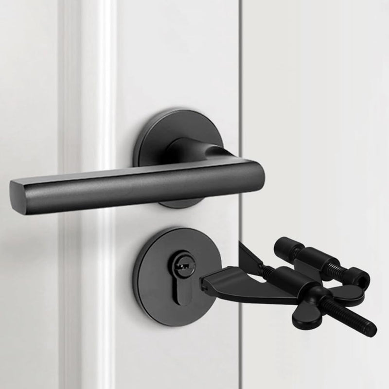INIRET 3 Pack Black Adjustable Heavy Duty Portable Door Lock,Security Device for Enhanced Safety,for Home,Travel,Hotels,Apartments Prevents Unauthorized Entry,No Drill,Silicone Protector Caps Included