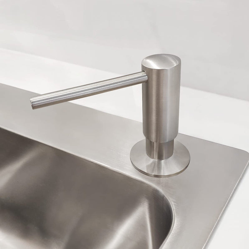 Brushed Nickel Built in Soap Dispenser for Kitchen Sink with 17 OZ PET Bottle Brass Pump Head Deck Mounted Dish Soap Dispenser Brushed Nickel